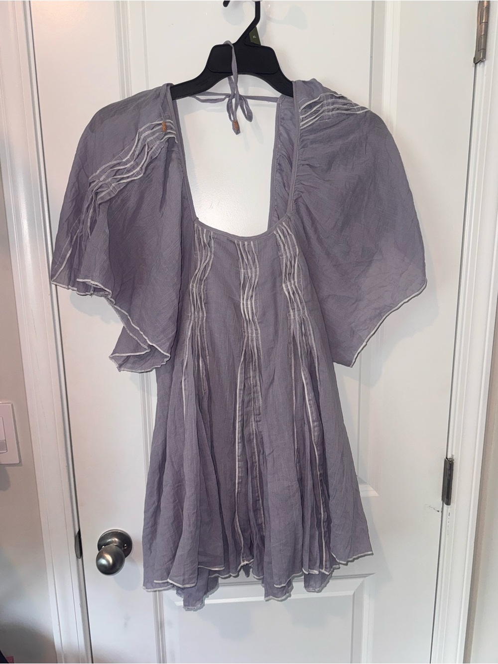 Free People Joelle Lavender Gauze Flutter Sleeve Bodysuit